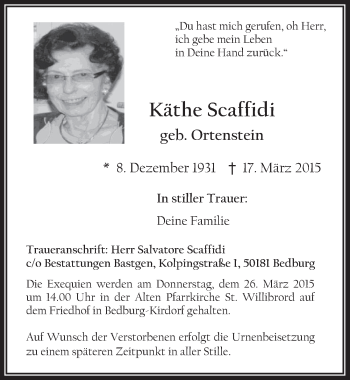 Anzeige von Käthe Scaffidi von  Werbepost 