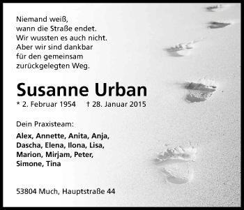 Anzeige von Susanne Urban von Kölner Stadt-Anzeiger / Kölnische Rundschau / Express