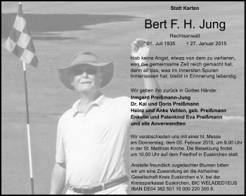 Anzeige von Bert Jung von Kölner Stadt-Anzeiger / Kölnische Rundschau / Express