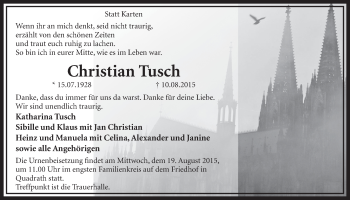 Anzeige von Christian Tusch von  Sonntags-Post 