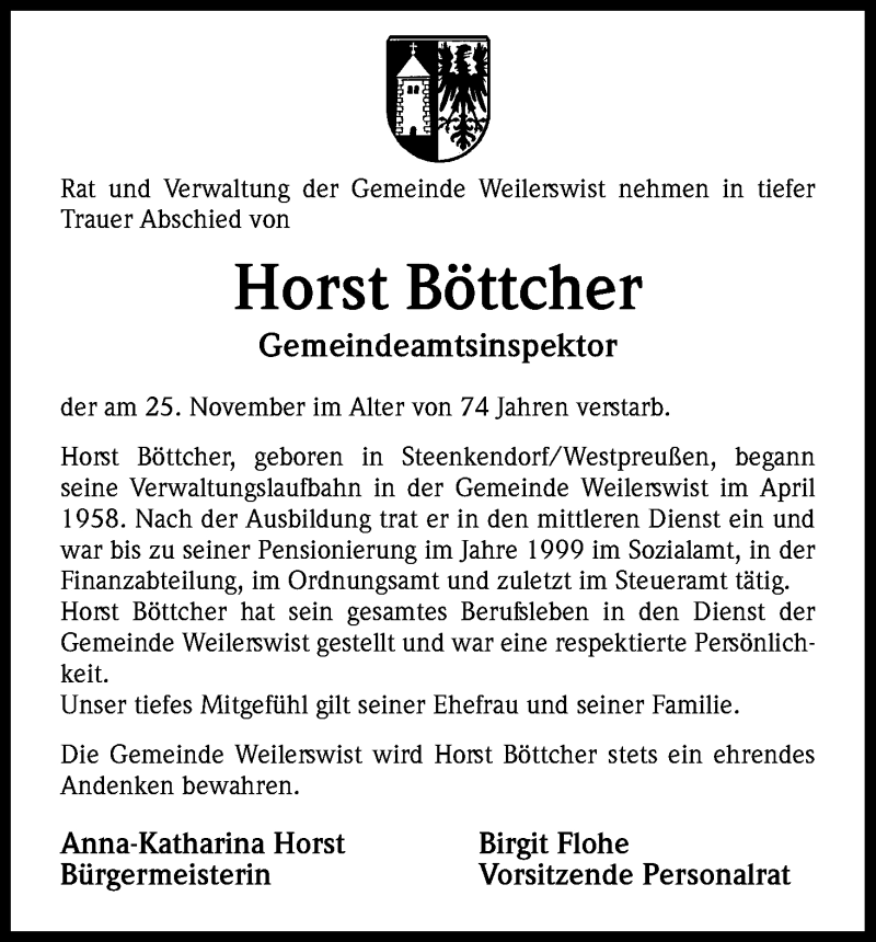  Traueranzeige für Horst Böttcher vom 03.12.2015 aus Kölner Stadt-Anzeiger / Kölnische Rundschau / Express