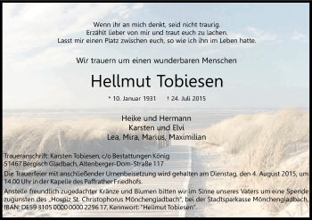 Anzeige von Hellmut Tobiesen von Kölner Stadt-Anzeiger / Kölnische Rundschau / Express