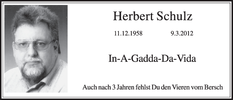  Traueranzeige für Herbert Schulz vom 11.03.2015 aus  Schlossbote/Werbekurier 