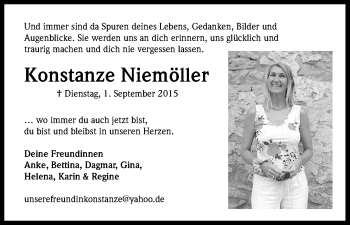 Anzeige von Konstanze Niemöller von Kölner Stadt-Anzeiger / Kölnische Rundschau / Express
