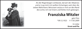 Anzeige von Franziska Witzler von  Blickpunkt Euskirchen 