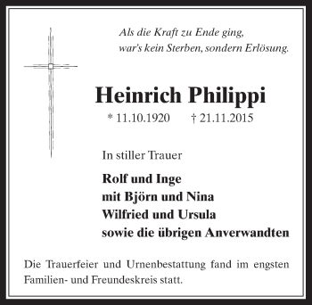 Anzeige von Heinrich Philippi von  Werbepost 