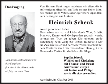 Anzeige von Heinrich Schenk von  Werbepost 
