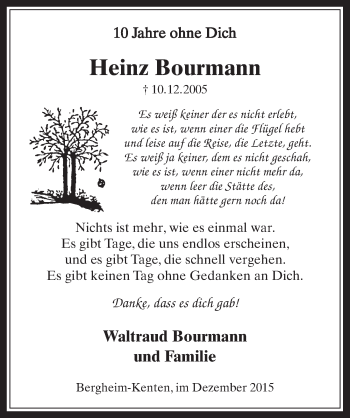 Anzeige von Heinz Bourmann von  Werbepost 
