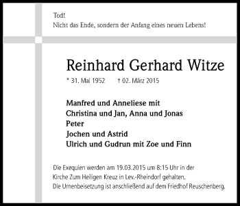 Anzeige von Reinhard Gerhard Witze von Kölner Stadt-Anzeiger / Kölnische Rundschau / Express
