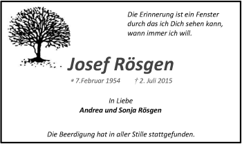 Anzeige von Josef Rösgen von  Extra Blatt 