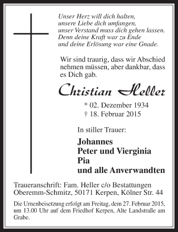 Anzeige von Christian Heller von  Werbepost 
