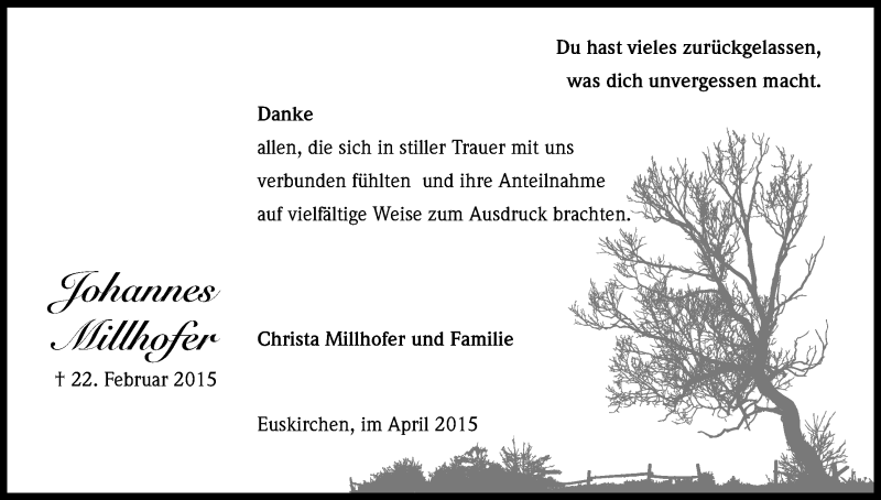  Traueranzeige für Johannes Millhofer vom 04.04.2015 aus Kölner Stadt-Anzeiger / Kölnische Rundschau / Express