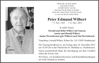 Anzeige von Peter Edmund Wilbert von  Extra Blatt 
