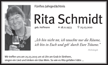 Anzeige von Rita Schmidt von  Wochenende 