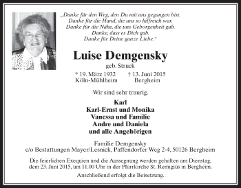Anzeige von Luise Demgensky von  Werbepost 