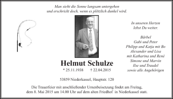 Anzeige von Helmut Schulze von  Extra Blatt 