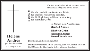 Anzeige von Helene Andres von  Schaufenster/Blickpunkt 