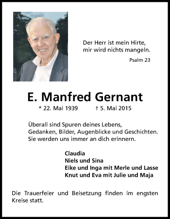 Anzeige von Manfred Gernant von Kölner Stadt-Anzeiger / Kölnische Rundschau / Express