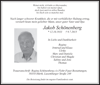 Anzeige von Jakob Schönenberg von  Wochenende 