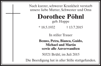 Anzeige von Dorothee Pöhnl von  Schlossbote/Werbekurier 