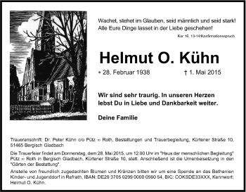 Anzeige von Helmut  Kühn von Kölner Stadt-Anzeiger / Kölnische Rundschau / Express