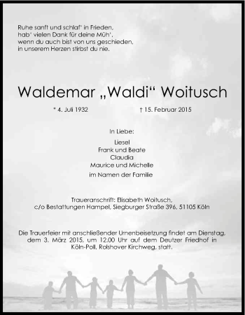 Anzeige von Waldemar Woitusch von Kölner Stadt-Anzeiger / Kölnische Rundschau / Express