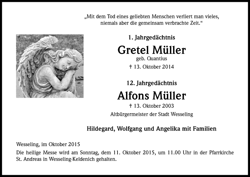  Traueranzeige für Alfons Müller vom 02.10.2015 aus Kölner Stadt-Anzeiger / Kölnische Rundschau / Express