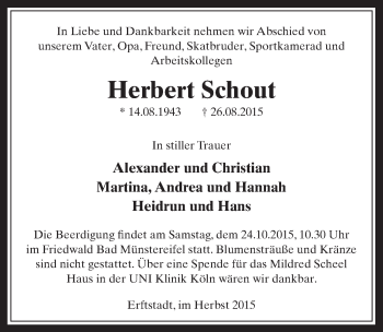 Anzeige von Herbert Schout von  Werbepost 