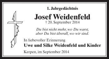 Anzeige von Josef Weidenfeld von  Werbepost 