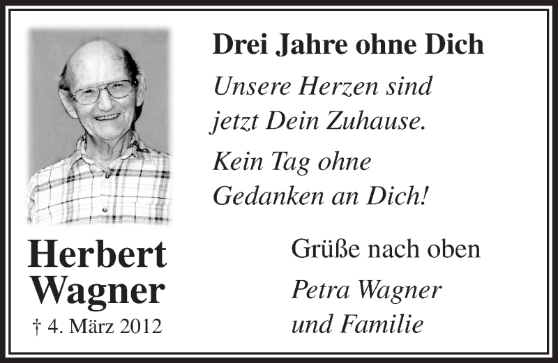  Traueranzeige für Herbert Wagner vom 04.03.2015 aus  Bergisches Handelsblatt 