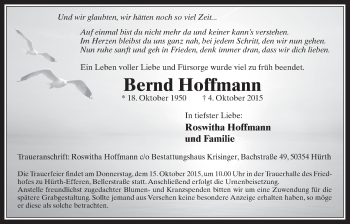 Anzeige von Bernd Hoffmann von  Sonntags-Post 