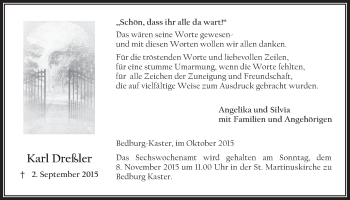Anzeige von Karl Dreßler von  Werbepost 