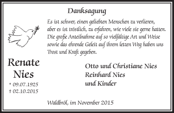 Anzeige von Reinhard Nies von  Lokalanzeiger 