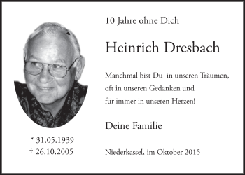 Anzeige von Heinrich Dresbach von  Extra Blatt 