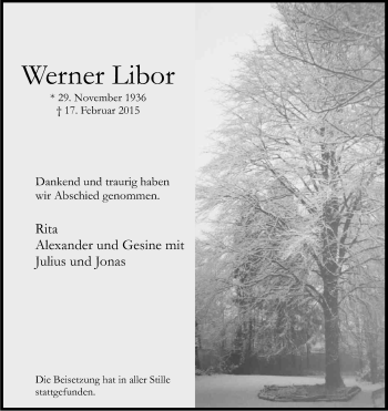 Anzeige von Werner Libor von Kölner Stadt-Anzeiger / Kölnische Rundschau / Express
