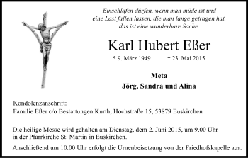 Anzeige von Karl Hubert Eßer von Kölner Stadt-Anzeiger / Kölnische Rundschau / Express