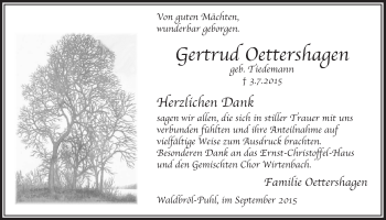 Anzeige von Gertrud Oettershagen von  Lokalanzeiger 