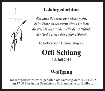 Anzeige von Otti Schlang von  Werbepost 