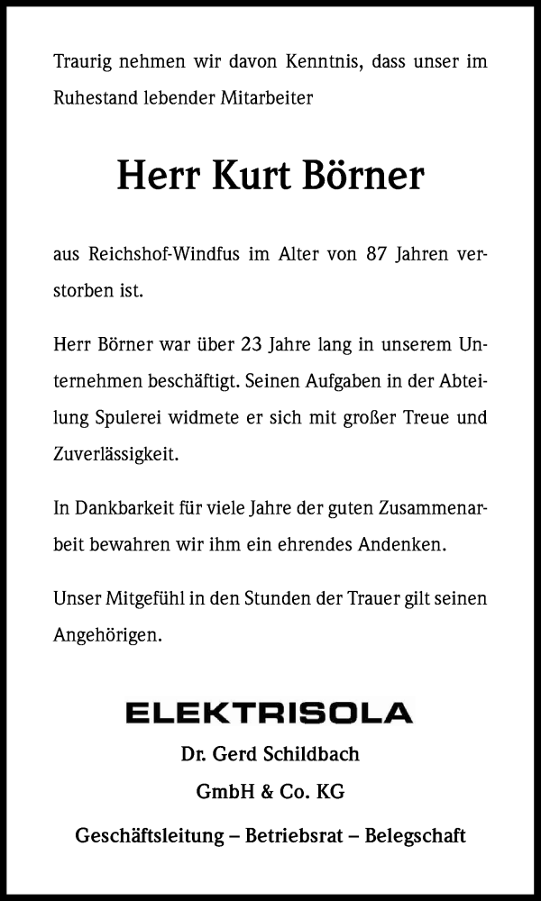  Traueranzeige für Kurt Börner vom 09.06.2015 aus Kölner Stadt-Anzeiger / Kölnische Rundschau / Express