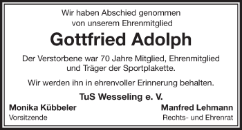 Anzeige von Gottfried Adolph von  Schlossbote/Werbekurier 