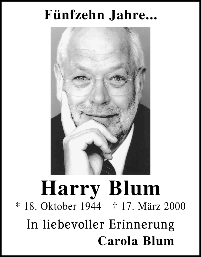  Traueranzeige für Harry Blum vom 17.03.2015 aus Kölner Stadt-Anzeiger / Kölnische Rundschau / Express