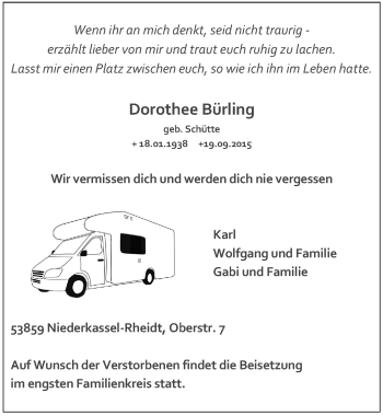 Anzeige von Dorothee Bürling von  Extra Blatt 