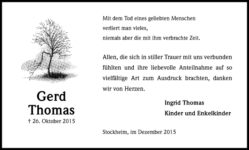  Traueranzeige für Ingrid Thomas vom 02.12.2015 aus Kölner Stadt-Anzeiger / Kölnische Rundschau / Express