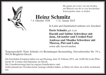 Anzeige von Heinz Schmitz von  Werbepost 