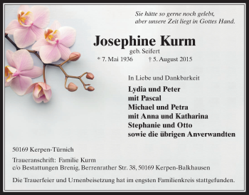 Anzeige von Josephine Kurm von  Werbepost 