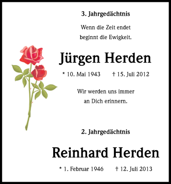 Anzeige von Reinhard Herden von Kölner Stadt-Anzeiger / Kölnische Rundschau / Express