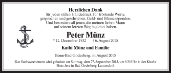 Anzeige von Peter Münz von  Schaufenster/Blickpunkt 