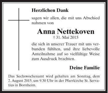 Anzeige von Anna Nettekoven von  Schaufenster/Blickpunkt 