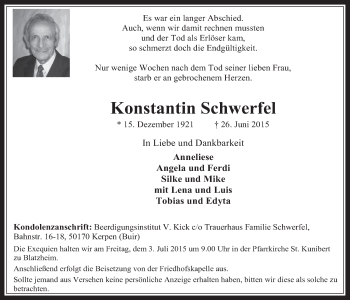 Anzeige von Konstantin Schwerfel von  Werbepost 