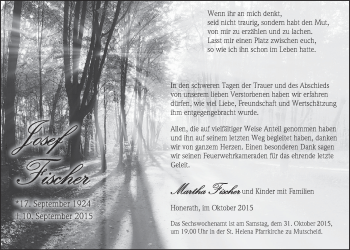 Anzeige von Josef Fischer von  Blickpunkt Euskirchen 